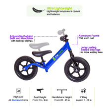 Load image into Gallery viewer, Ultralight (Aluminium) Balance Bike Blue