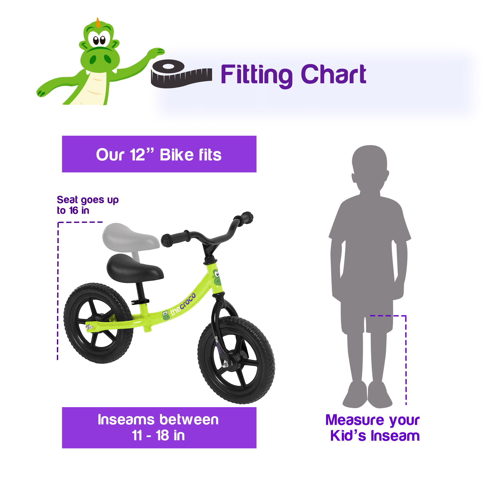 Balance bike discount size chart